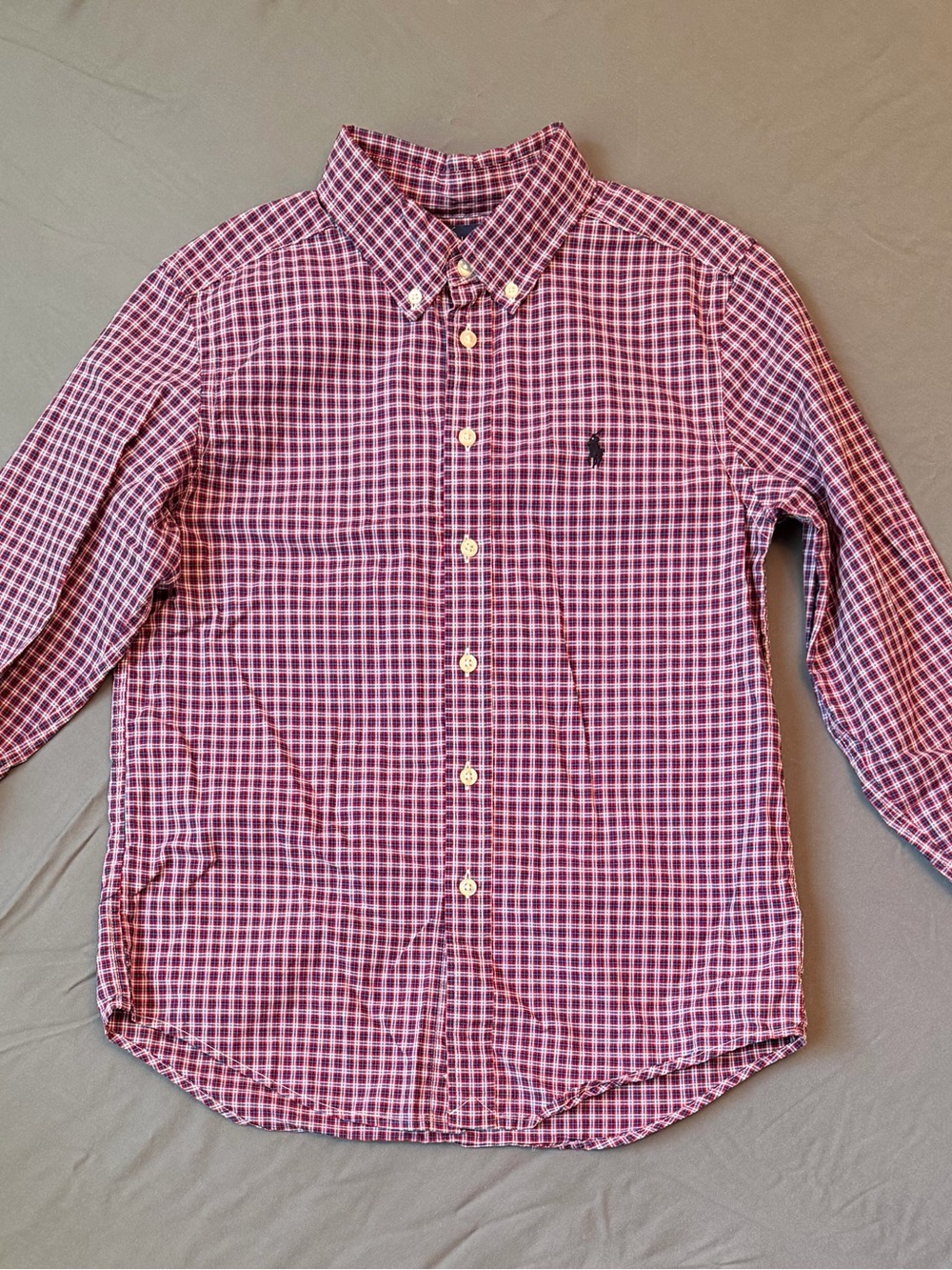 Ralph Lauren Boys Red and Navy Gingham Button-Down Shirt